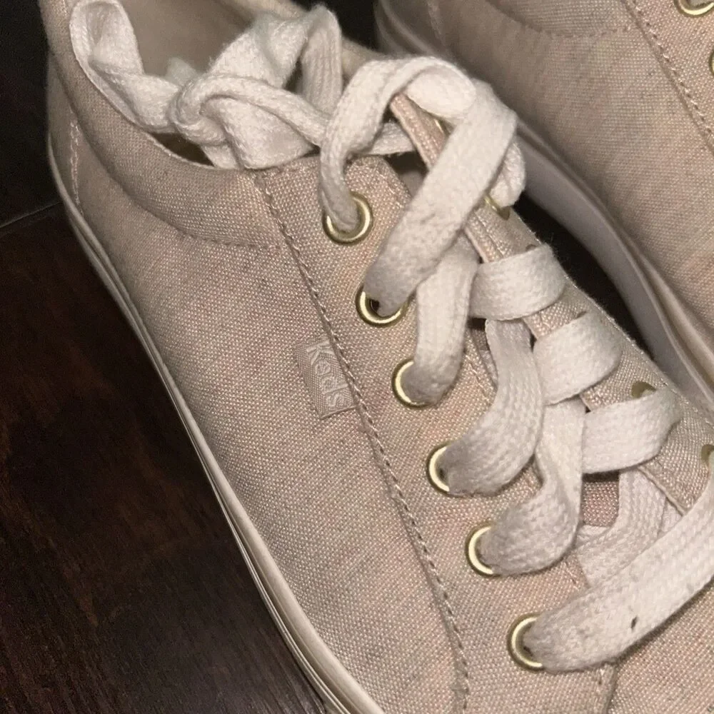 Keds Women's Jump Kick Linen Fleck Sneaker in the oatmeal. Size 8.5